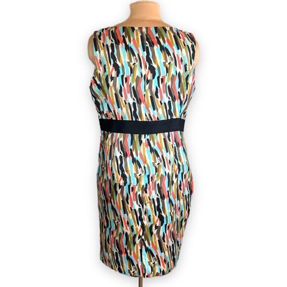 Vertigo Paris Dress Abstract Multicolored Art To Wear Sleeveless Ruched Sheath - Picture 4 of 12